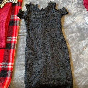 Black lace mini dress